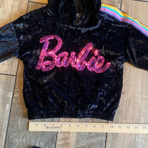 Barbie Black and Multicolor Velour Sequin/Sparkle hoodie/pants 2 piece set - Picture 9 of 15